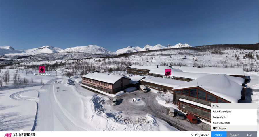 Bilde av Valnesfjord Helsesportsenter sin 360 graders rundtur i Sjunkhatten området. Her kan du trykke på bildet for en rundtur i området for å se hva slags aktiviteter de tilbyr.
